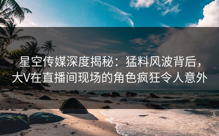 星空传媒深度揭秘：猛料风波背后，大V在直播间现场的角色疯狂令人意外