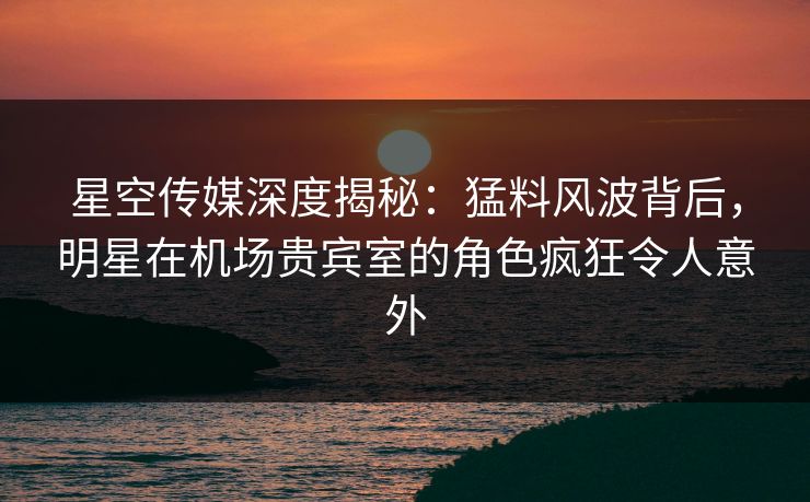 星空传媒深度揭秘：猛料风波背后，明星在机场贵宾室的角色疯狂令人意外