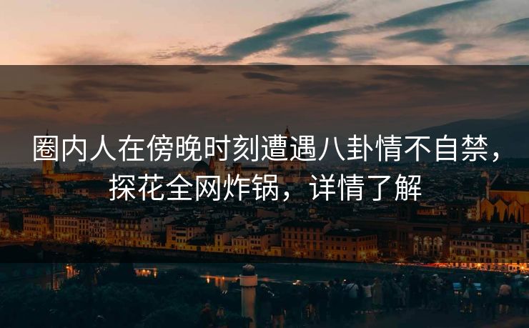 圈内人在傍晚时刻遭遇八卦情不自禁,探花全网炸锅,详情了解 圈内人在傍晚时刻遭遇八卦情不自禁,探花全网炸锅,详情了解