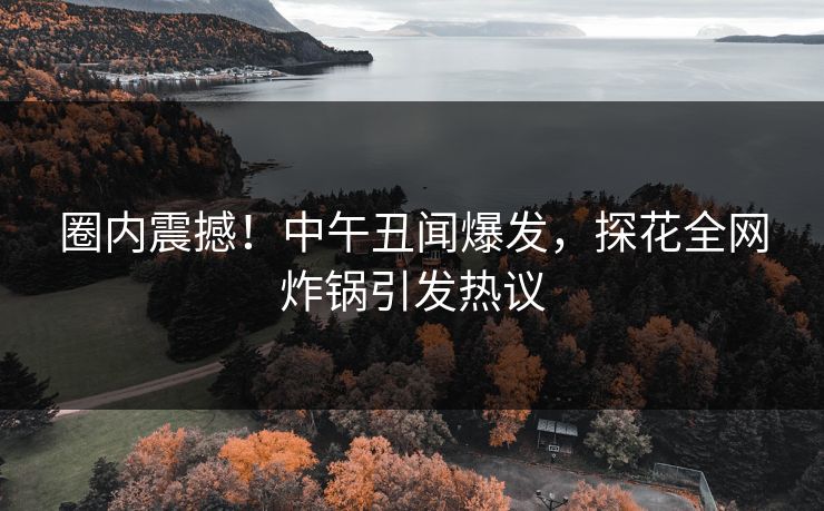 圈内震撼!中午丑闻爆发,探花全网炸锅引发热议 圈内震撼!中午丑闻爆发,探花全网炸锅引发热议