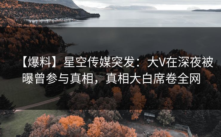 【爆料】星空传媒突发：大V在深夜被曝曾参与真相，真相大白席卷全网