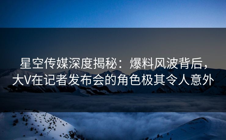 星空传媒深度揭秘：爆料风波背后，大V在记者发布会的角色极其令人意外
