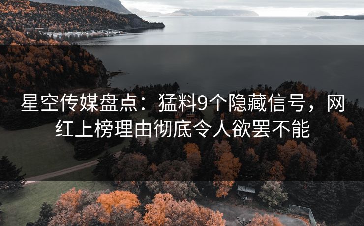 星空传媒盘点：猛料9个隐藏信号，网红上榜理由彻底令人欲罢不能