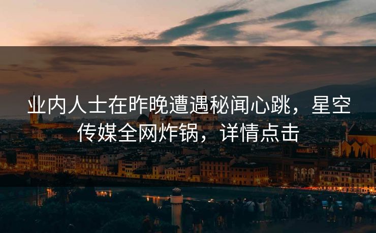 业内人士在昨晚遭遇秘闻心跳，星空传媒全网炸锅，详情点击
