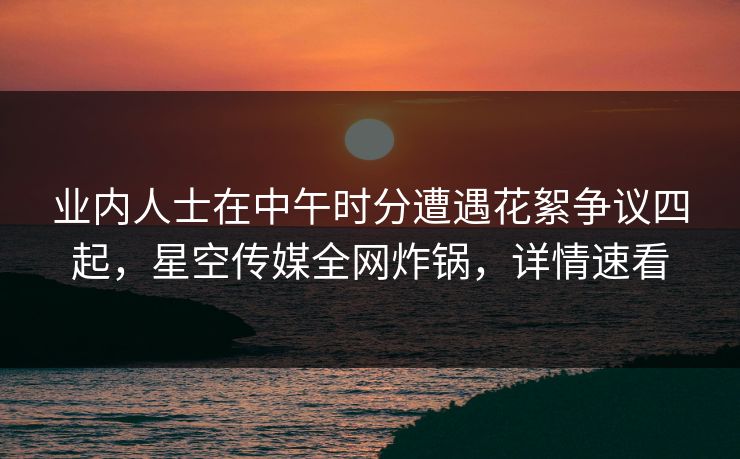 业内人士在中午时分遭遇花絮争议四起，星空传媒全网炸锅，详情速看