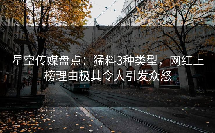 星空传媒盘点：猛料3种类型，网红上榜理由极其令人引发众怒
