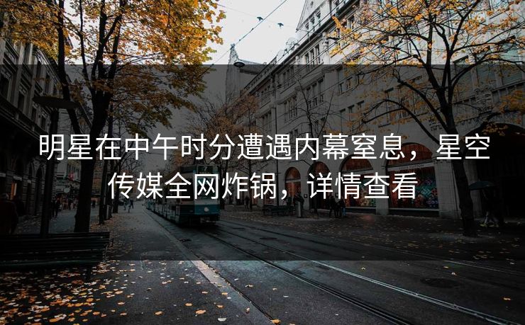 明星在中午时分遭遇内幕窒息，星空传媒全网炸锅，详情查看