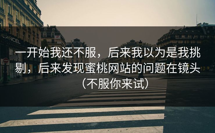 一开始我还不服，后来我以为是我挑剔，后来发现蜜桃网站的问题在镜头（不服你来试）